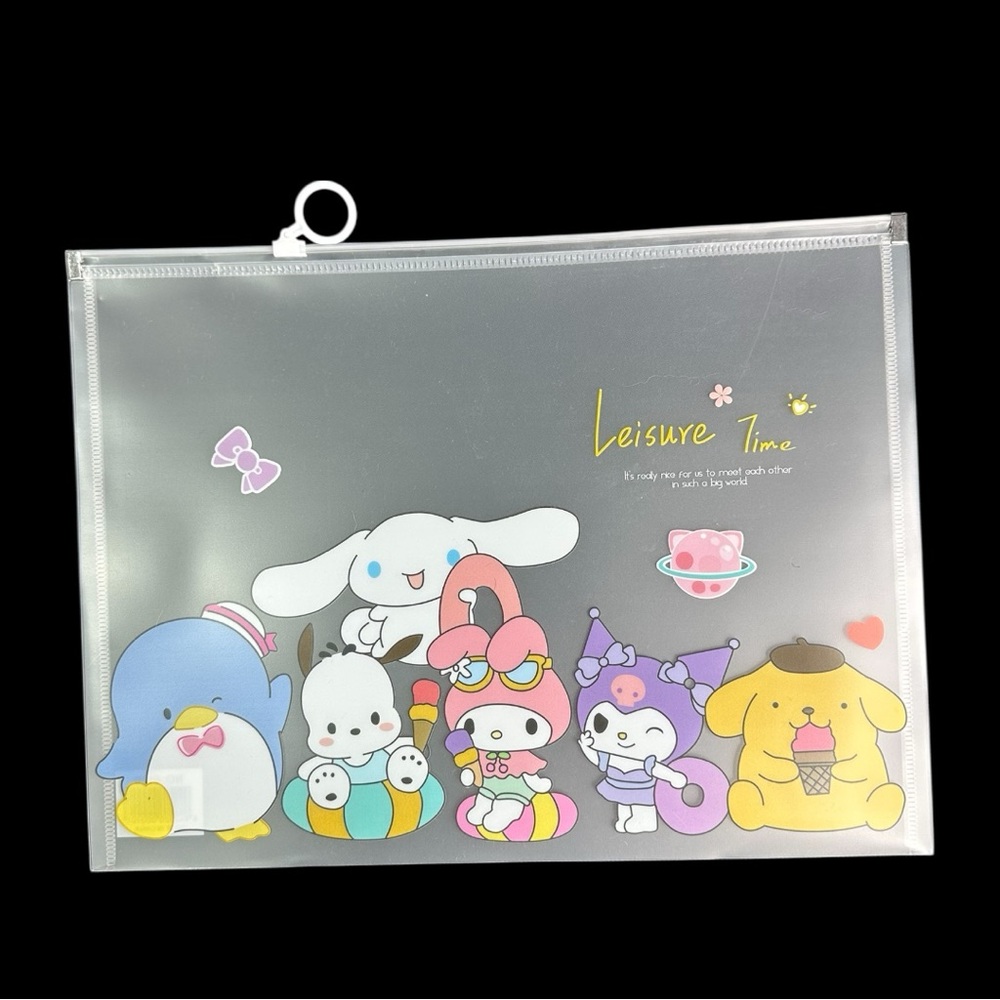 Sanrio Family Heavy Duty Ziplock Folder 12.5” x 9.75”
